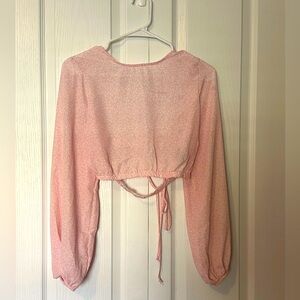 NWOT - Streetwear Society Pink Long Sleeve Crop Blouse